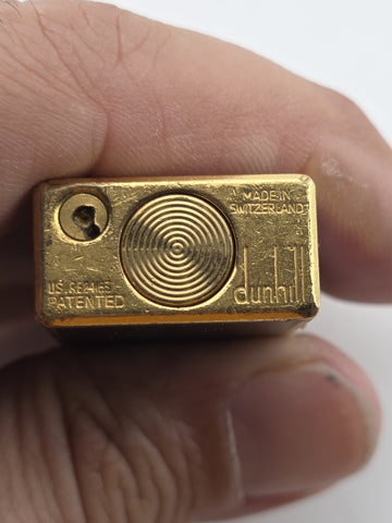 Rare Dunhill Square Lacquer Marble Roller Gas Lighter Gold Brown Swiss Made.
