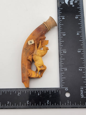 Antique 19th C Horse Theme German Meerschaum Cigarette Holder W Original Case.
