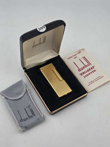 Rare Vintage Dunhill Rollagas Gold Tone Textured Switzerland W Box. Very Clean.