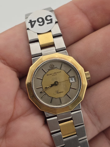 Vintage Baume & Mercier Riviera A5221.018 Two Tone Quartz Ladies Watch. Works.