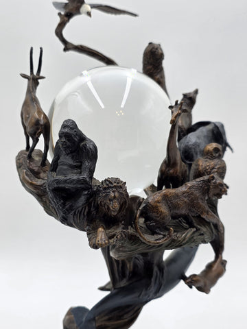 1950's Franklin Mint Guardians Of The World Crystal Ball By S.Lord Heavy Bronze.