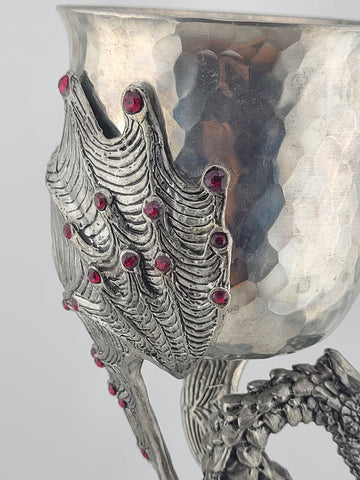 Ltd Ed. Fellwolf Pewter Dragon Goblet Fantasy Chalice Red Stones Signed 374/1000