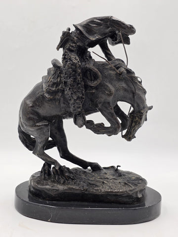 Frederic Remington The Rattlesnake Bronze Sculpture Cowboy Horse Western 12"