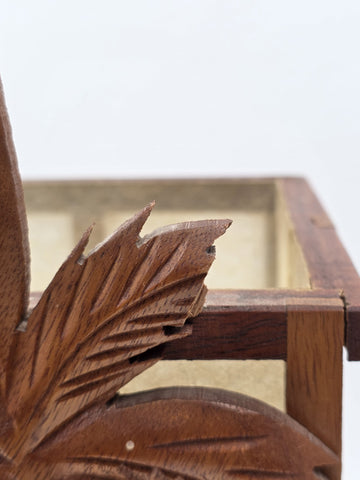 Vintage Mid Century Modern Carved Hawaiian Koa Wood Palm Tree Tiki Table Lamp