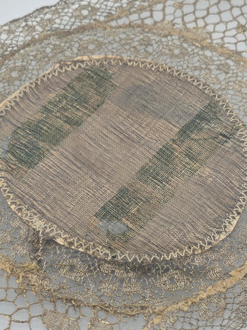 Ultra Rare Antique 1820s Lace Mounted Portrait Watercolor on Ivory Georgian Art