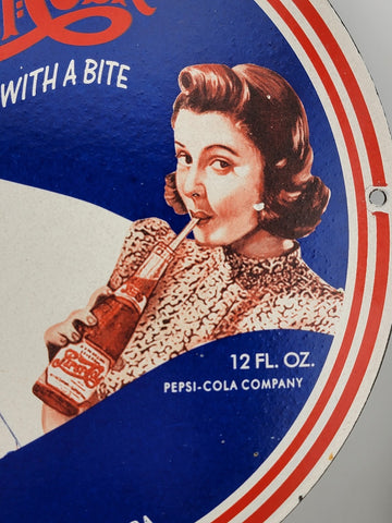 RARE VINTAGE PEPSI-COLA PORCELAIN GASOLINE STATION BOTTLE BEVERAGE SIGN A & W