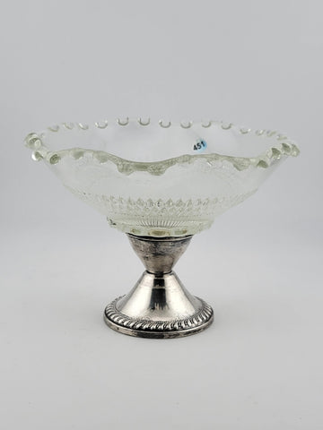 2 Antique Duchin Creation, Sterling Silver Weighted, Glass Compote Candy Bowls