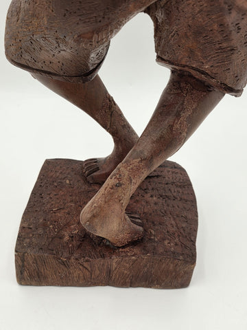 Rare Vintage African Yoruba Style Hand Carved Wood Drummer Figure 22" Tribal Art