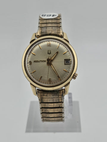 Vintage 1969 Bulova Accutron M9 14KT Gold Filled Tuning Fork Date Watch. Works.