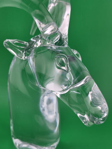 Vintage Mid Century Art Glass Mountain Goat Ram Head Horns Paperweight Figurine