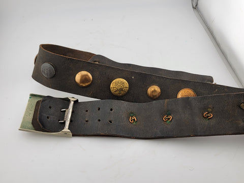 Antique Original WWI Imperial German "Hate Belt" with Buttons & Buckle. 34 inch