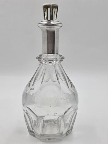 Rare Antique French Baccarat Crystal & Sterling Silver HARCOURT Whiskey Decanter