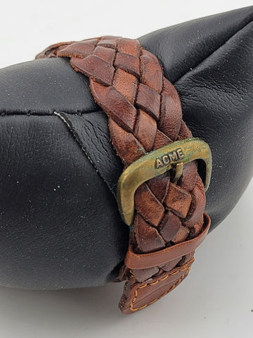 Rare Collectible Taz Wooden Dial Bezel Braided Leather Fossil Watch. Serviced.