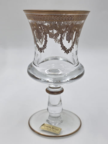 Set Of 8 Neiman Marcus Arte Italica Medici 24K Gold Glasses Goblets. 6.8 In Tall