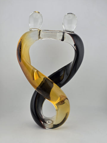 Vintage Dale Tiffany Hand-Blown Art Glass Hearts Lovers Hugging Sculpture