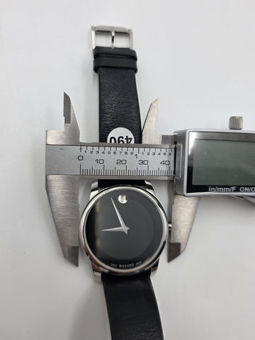 Movado Museum Classic 40mm Swiss Quartz Black Dial Sapphire Crystal Watch. Works