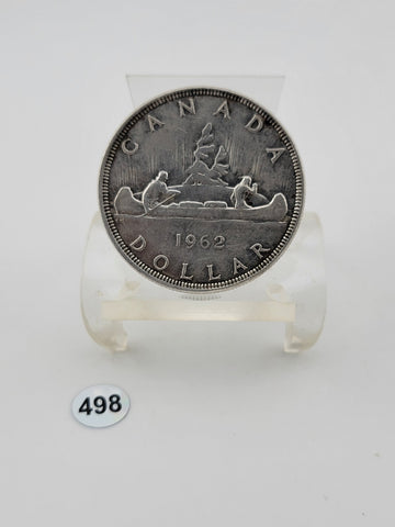 Vintage 1962 Canadian $1 Voyageur Silver Dollar $1 Coin. Elizabeth II Coin.