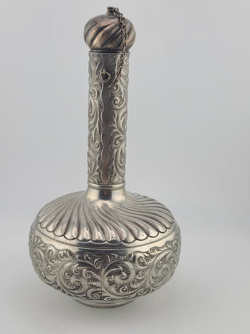 Antique Victorian Derby Silver Co Silverplate Decanter C1900 Chained Stopper