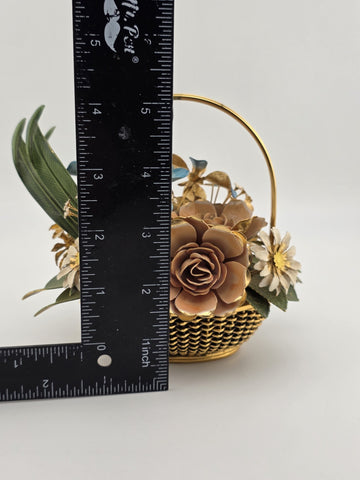 Vintage 1977 Gloria Vanderbilt Flowers of the Seasons Summer Boquet Metal Basket