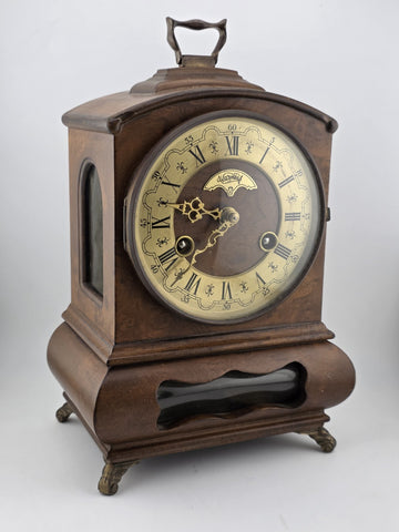 Vintage Warmink WUBA Mantel Shelf Dutch clock 8 day table Hermle striking. Works