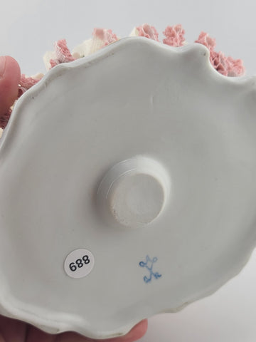 Mid Century Authentic Dresden Lace Porcelain Lady Figurine Rococo Dress Handmade