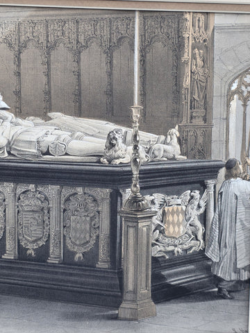 Tomb Of De Lalaing 19th C British Lithograph Day & Son Queen’s Printer 20x16