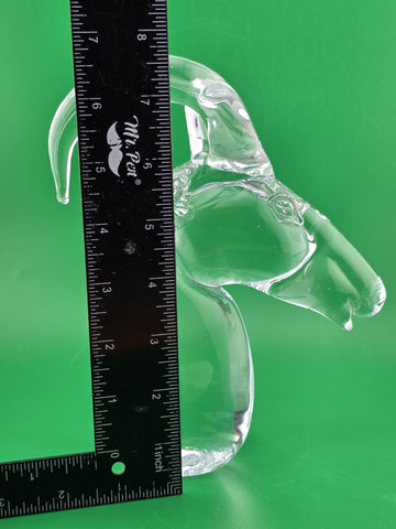 Vintage Mid Century Art Glass Mountain Goat Ram Head Horns Paperweight Figurine