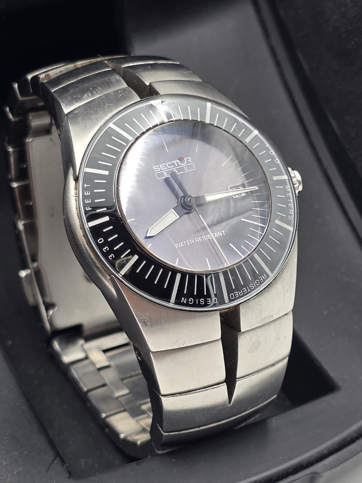 Sector 880 Swiss Made Quartz 34mm Sapphire 100M Steel Watch 2653881745 Box Works