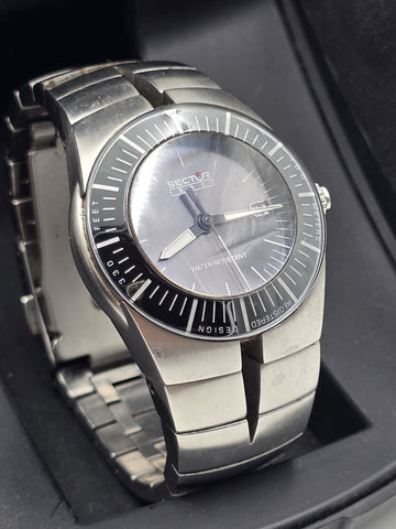 Sector 880 Swiss Made Quartz 34mm Sapphire 100M Steel Watch 2653881745 Box Works