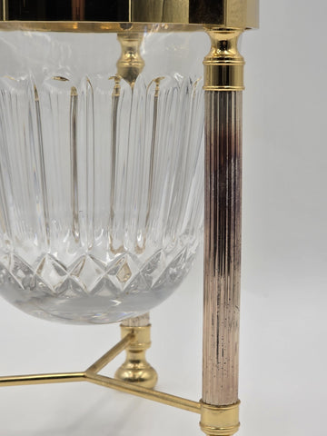 Design Guild Crystal Champagne Chiller Vertical Cut with Stand Brass Barware