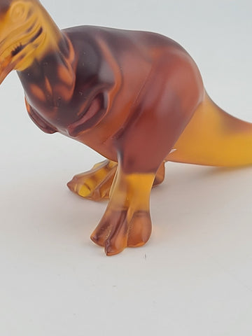 Rare Royales de Champagne Crystal Dinosaur T-Rex Figurine Amber Art Glass France