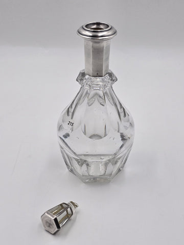 Rare Antique French Baccarat Crystal & Sterling Silver HARCOURT Whiskey Decanter
