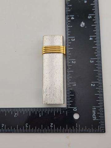 Vintage Christian Dior Lighter Swiss Made CD Logo Silver and Gold Plated. Works.