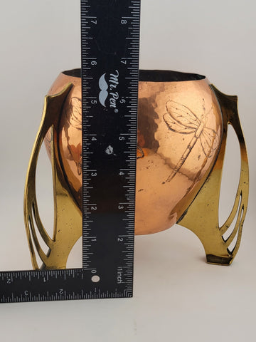 Rare Collectible WMF Ikora, Germany, art nouveau copper and brass vase J1525.