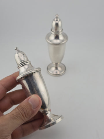Antique Fisher Sterling Silver Weighted Bottom Salt & Pepper Shakers #1362.
