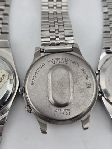 Vtg Seiko Lot Of 5 Collector World Timer Titanium Alarm Chronograph Watches Read