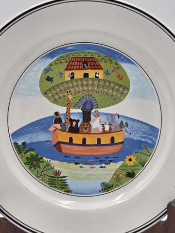 Villeroy & Boch  Naif Laplau 4 Salad Plates Christmas Village Noah Ark. 8 Inch