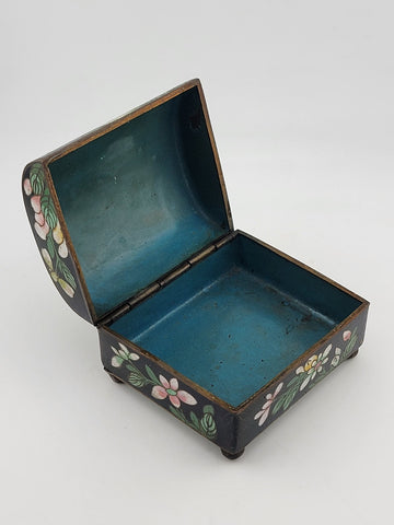 Rare Antique Chinese Cloisonne Enamel Inlaid Small Trinket, Jewelry Box.