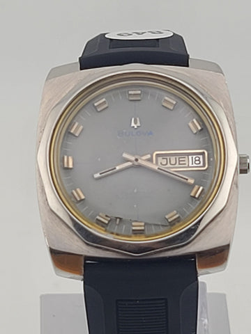 VINTAGE BULOVA 23 JEWELS AUTOMATIC PATINA GRAY DIAL 351503 SWISS MEN'S WORKING.