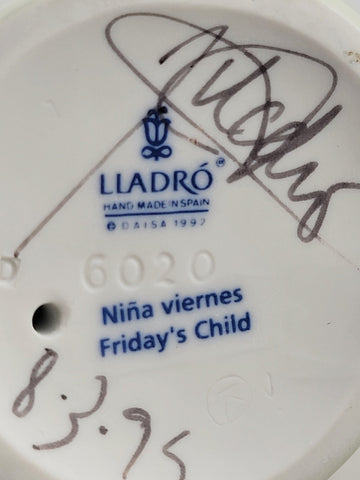 Hand Signed Lladro Friday's Child - Girl with 3 Cats - "Nina Viernes" #6020 1997