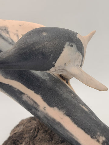 Rare Large Signed NLW Ltd Edition Stone Dolphin Sculpture 132/200 on Lava Base