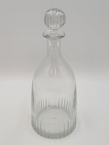 Rare Vintage Flamant France XL Crystal Decanter Ribbed Cut Glass w Stopper 15”