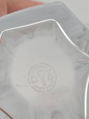 Vintage Baccarat France GINKGO Fan Sparkly Crystal Flower Bud Vase Signed 7”