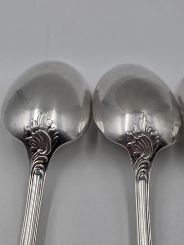 Set 4 Christofle France Silverplate Louis XV Rococo Dinner Table Spoons Flatware