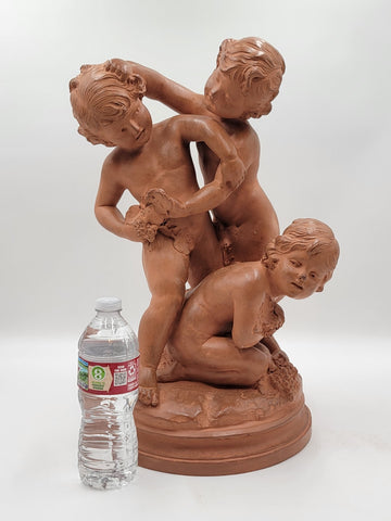 French Terracotta Group of Cherubs After Clodion Bacchanal (1738–1814). 19 Inch.
