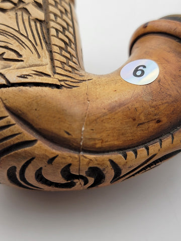 Rare Antique German Carved Meerschaum Pipe Bowl 1800 Horse Design W Long Stem.