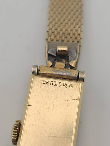 Vintage Woman 10kt Solid Rose Gold Elgin 17 Jewels Swiss Made Watch W 8 Diamonds