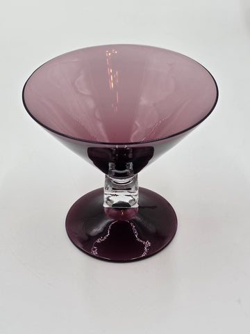 ANTIQUE SET OF 7 MID CENTURY BRYCE WILMINGTON AMETHYST 5 1/2" CHAMPAGNE GLASSES.
