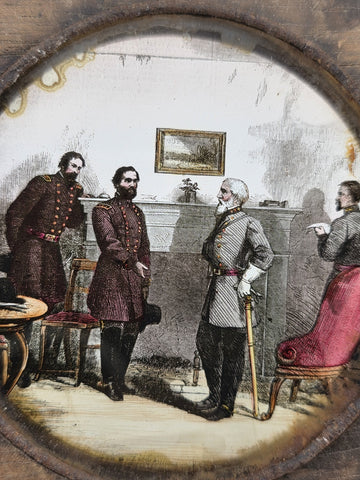 Rare Civil War Magic Lantern Slide Surrender of Robert E Lee to Ulysses S. Grant