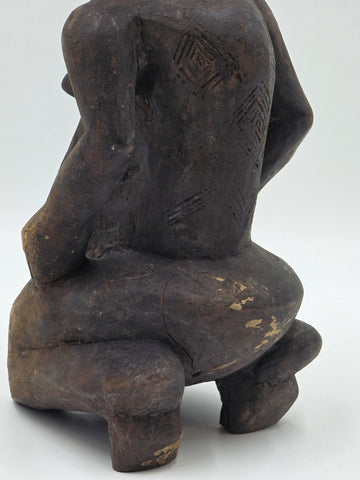 Rare 1930's African Luba Fertility Tribal Figure Handcarved Congo Art Sculpture